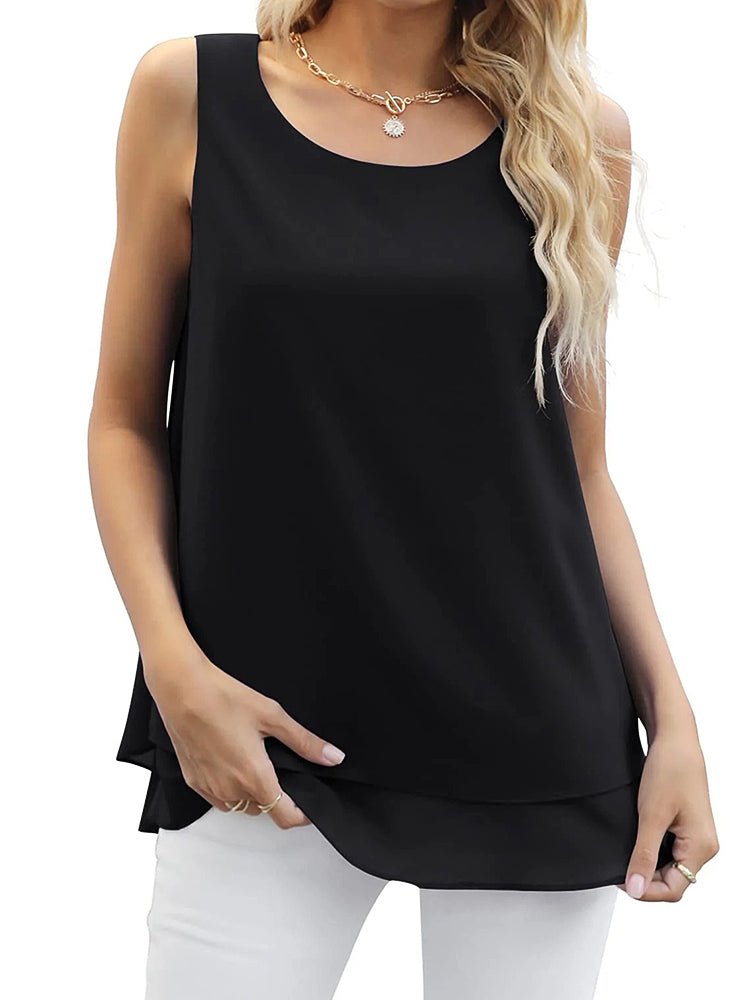 Women's Tank Tops Sleeveless Chiffon Double Layers Tank Top