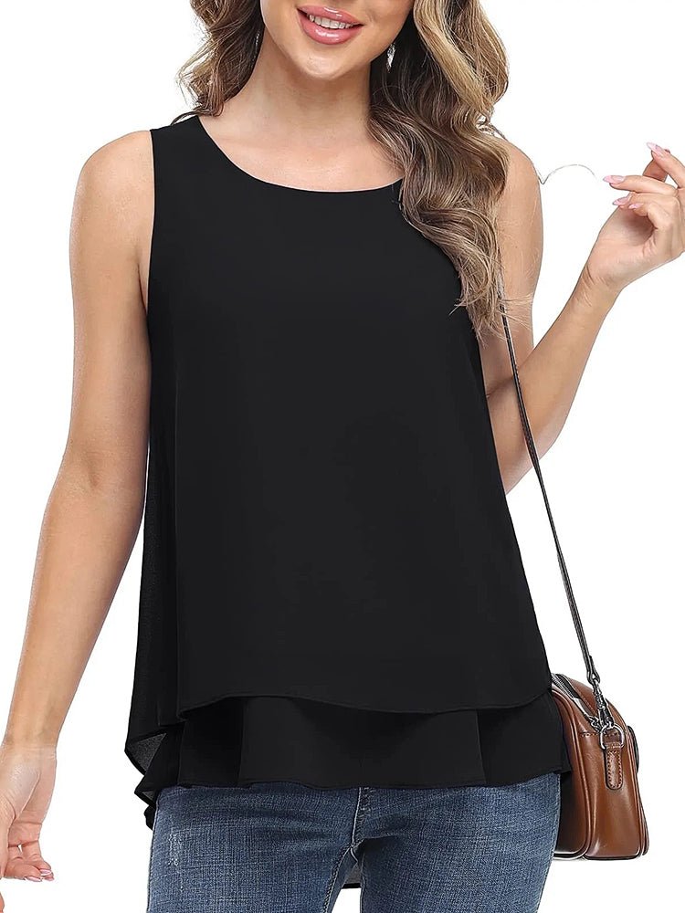 Women's Tank Tops Sleeveless Chiffon Double Layers Tank Top